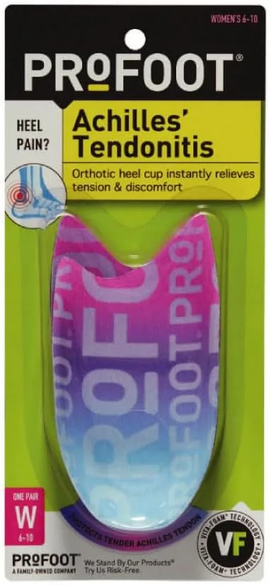 profoot achilles tendonitis orthotic heel cup for women sizes 6 10 pain relief inserts